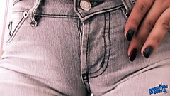Huge Natural Tits Teen Wearing Tight Denim Shorts. Deep Cameltoe! Thumb
