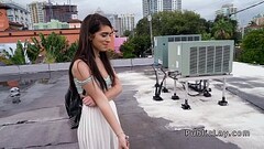 American student sucks on the roof top pov Thumb