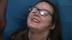 Amateur gets face and glasses cum covered Thumb